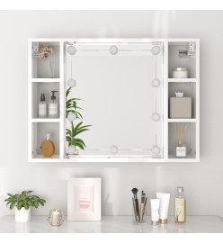 Armoire à miroir avec LED Blanc brillant 76x15x55 cm