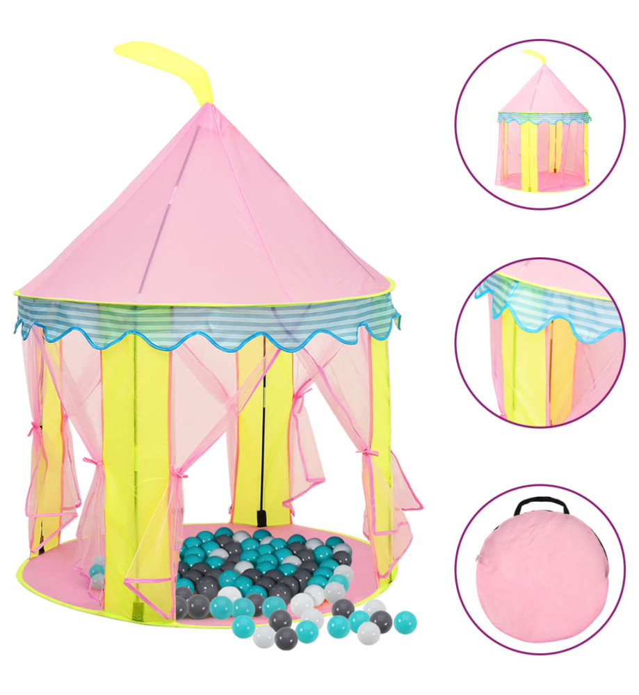 Tente de jeu pour enfants avec 250 balles Rose 100x100x127 cm