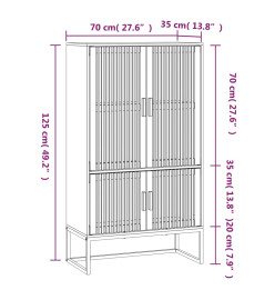 Buffet haut noir 70x35x125 cm bois d'ingénierie