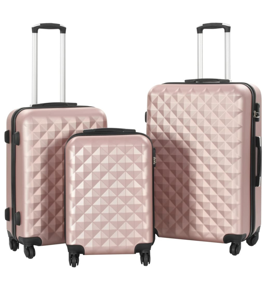 Valise rigide 3 pcs Doré rose ABS