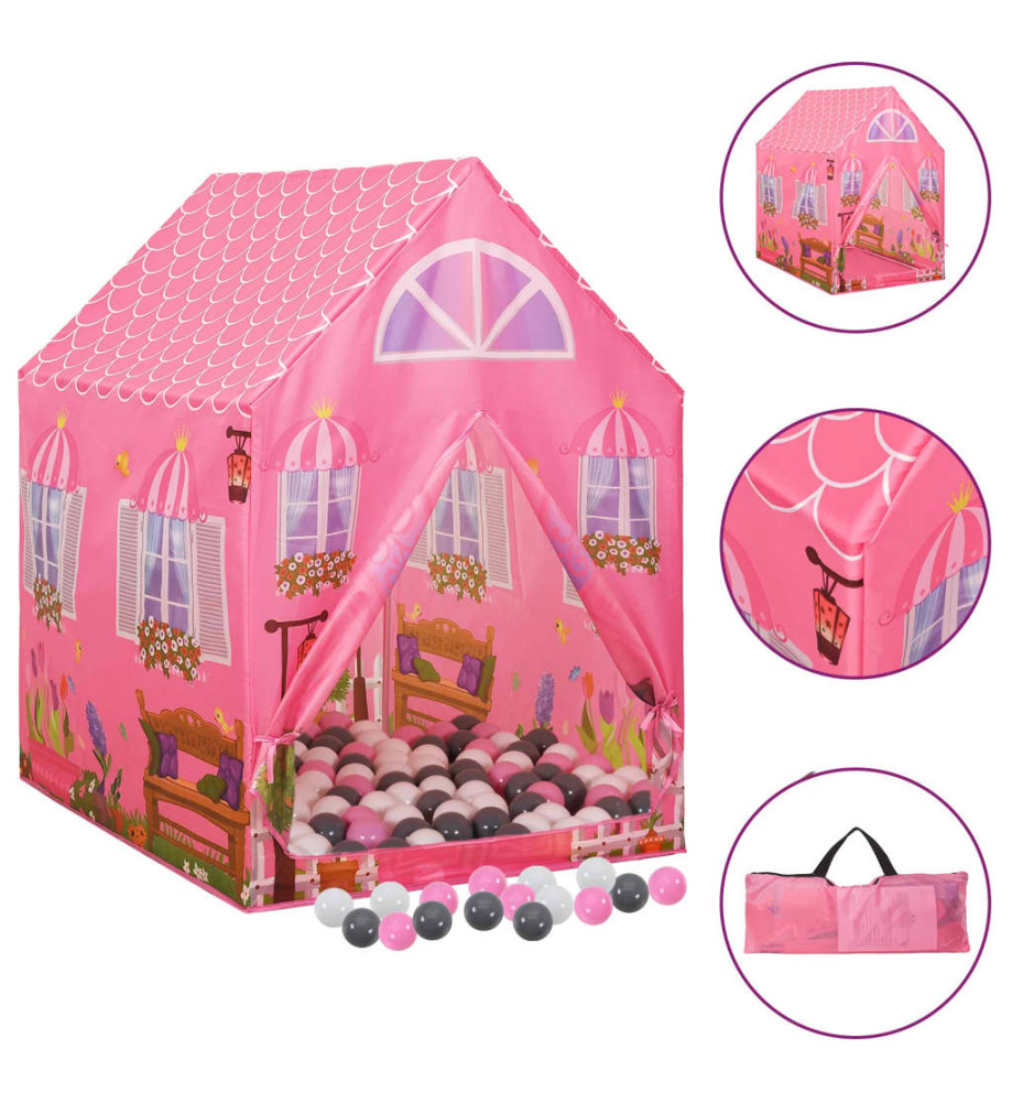 Tente de jeu pour enfants avec 250 balles Rose 69x94x104 cm