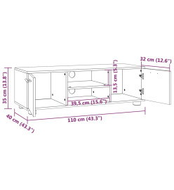 Meuble TV Blanc 110x40x35 cm Bois d'ingénierie