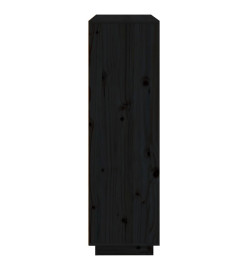 Buffet Noir 110,5x35x117 cm Bois massif de pin