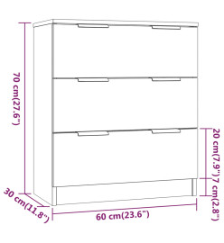 Buffets 3 pcs Noir Bois d'ingénierie