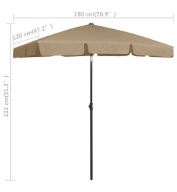 Parasol de plage taupe 180x120 cm