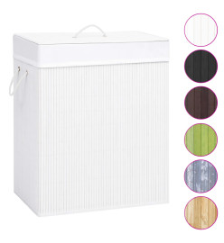 Panier à linge avec 2 sections bambou blanc 100 L