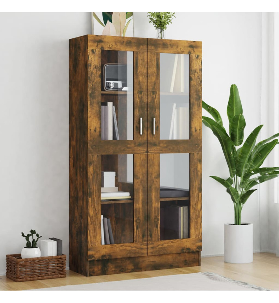 Armoire à vitrine Chêne fumé 82,5x30,5x150 cm Bois d'ingénierie