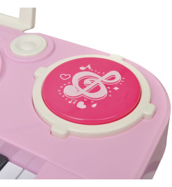 Clavier jouet d'enfants et tabouret/microphone 37 touches Rose