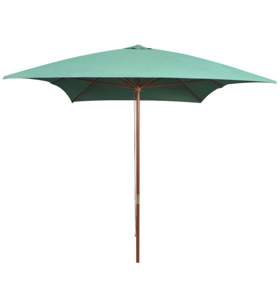 Parasol avec poteau en bois 200 x 300 cm Vert