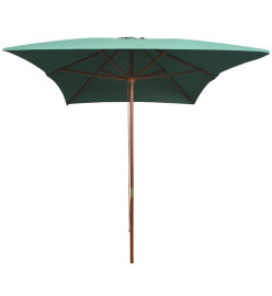 Parasol avec poteau en bois 200 x 300 cm Vert