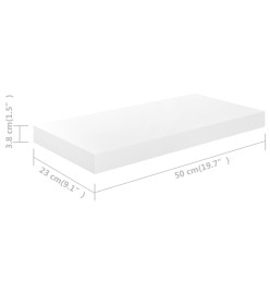 Étagère murale flottante Blanc brillant 50x23x3,8 cm MDF