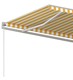 Auvent automatique rétractable avec poteaux 5x3,5 m Jaune blanc