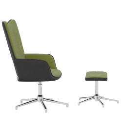 Chaise de relaxation avec repose-pied Vert clair Velours et PVC