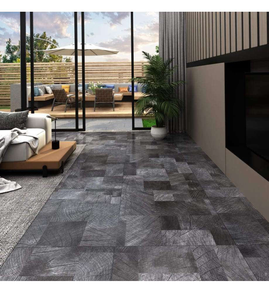 Planche de plancher autoadhésif PVC 5,11 m² Gris structure bois