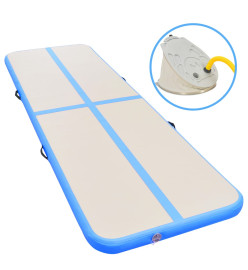 Tapis gonflable de gymnastique avec pompe 600x100x10cm PVC Bleu