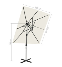 Parasol déporté à double toit Sable 250x250 cm