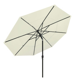 Parasol à 3 niveaux avec mât en aluminium Sable 3,5 m