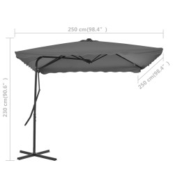 Parasol d'extérieur avec mât en acier 250 x 250 cm Anthracite