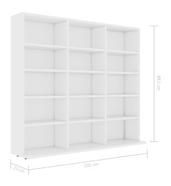 Armoire à CD Blanc 102x23x89,5 cm Aggloméré