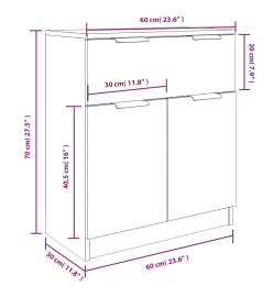 Buffets 3 pcs Noir Bois d'ingénierie