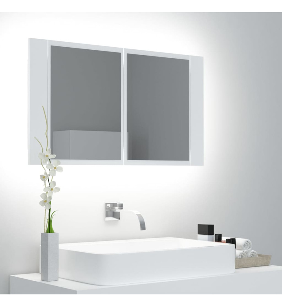 Armoire salle de bain à miroir LED Blanc 80x12x45 cm Acrylique