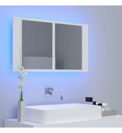 Armoire salle de bain à miroir LED Blanc 80x12x45 cm Acrylique