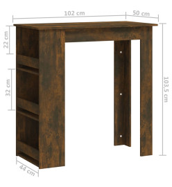 Table de bar et étagère de rangement Chêne fumé 102x50x103,5 cm