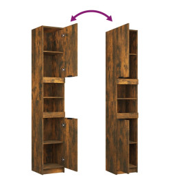 Armoire de bain Chêne fumé 32x34x188,5 cm Bois d'ingénierie