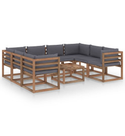 Salon de jardin 9 pcs avec coussins anthracite