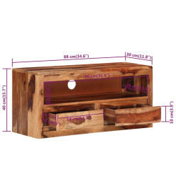 Meuble TV 88x30x40 cm Bois massif