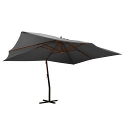 Parasol en porte-à-faux avec mât en bois 400x300 cm Anthracite