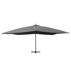 Parasol en porte-à-faux avec mât en bois 400x300 cm Anthracite