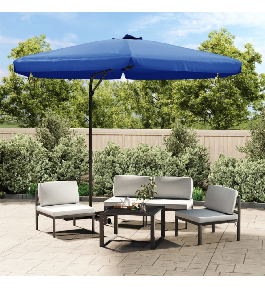 Parasol d'extérieur avec mât en acier 300 cm Bleu azuré