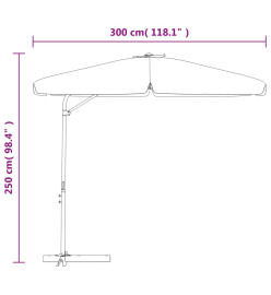 Parasol d'extérieur avec mât en acier 300 cm Bleu azuré