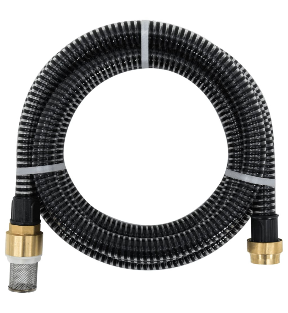 Tuyau d'aspiration avec raccords en laiton noir 1,1" 10 m PVC