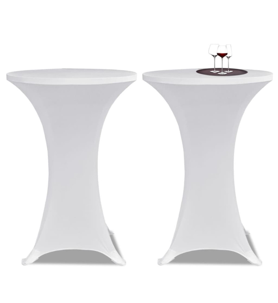 Housses élastiques de table Ø 60 cm Blanc 2 pcs