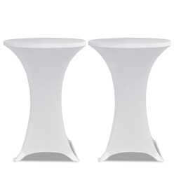 Housses élastiques de table Ø 60 cm Blanc 2 pcs