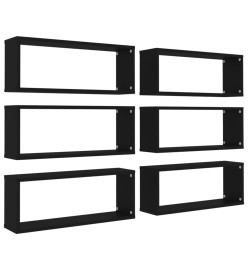 Étagères cube murales 6 pcs Noir 60x15x23 cm Aggloméré