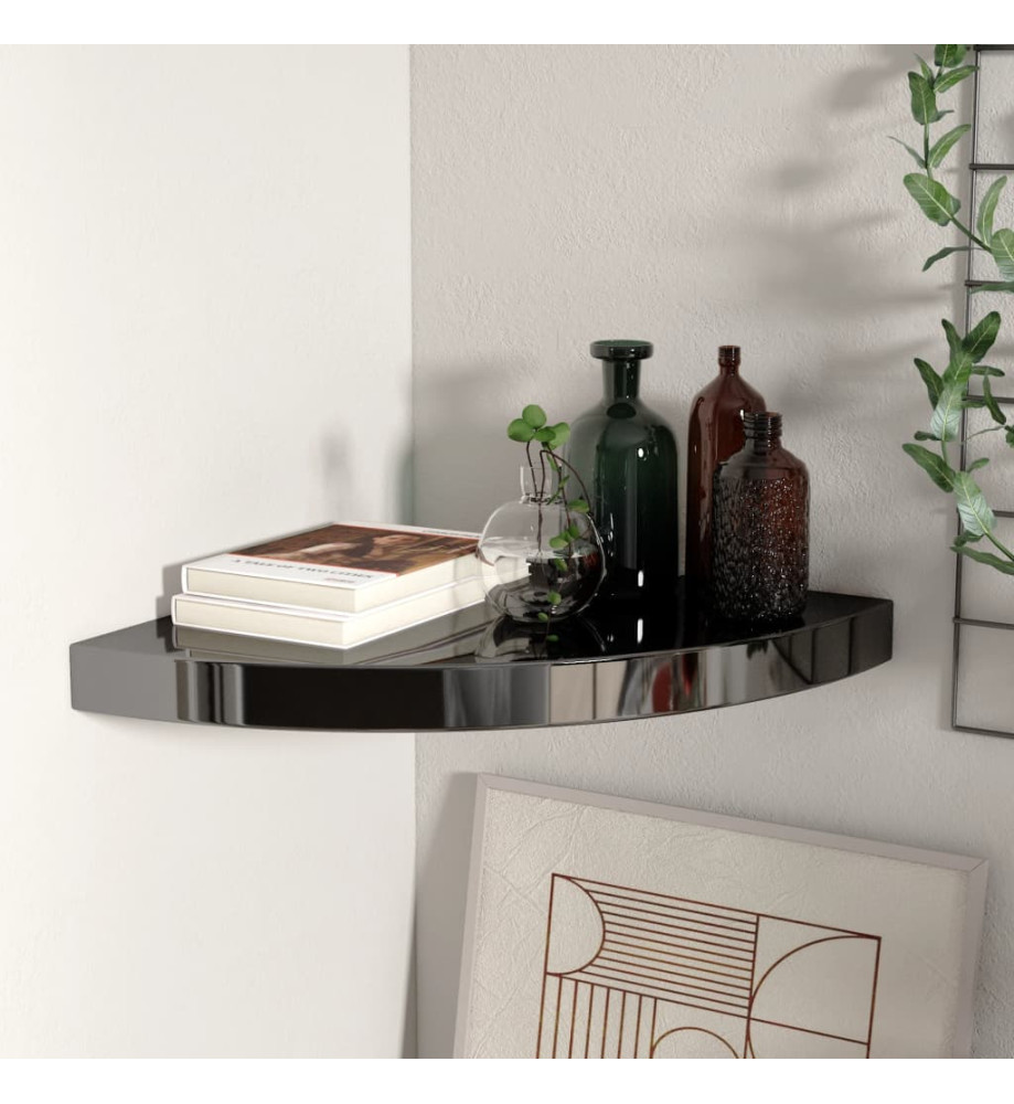 323910  Floating Corner Shelf High Gloss Black 35x35x3,8 cm MDF