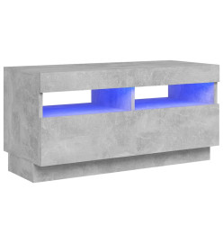 Meuble TV avec lumières LED gris béton 80x35x40 cm