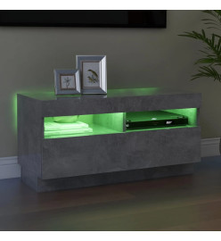 Meuble TV avec lumières LED gris béton 80x35x40 cm