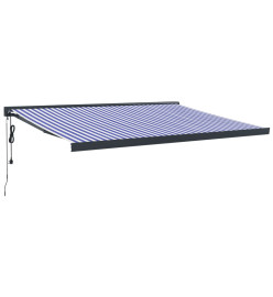 Auvent rétractable bleu et blanc 4,5x3 m tissu et aluminium