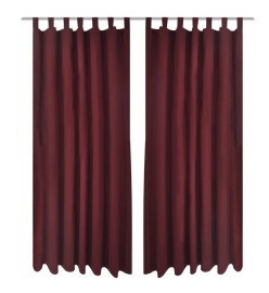 2 pcs Rideau à Passant Micro Satin Bordeaux 140 x 175 cm