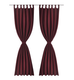 2 pcs Rideau à Passant Micro Satin Bordeaux 140 x 175 cm