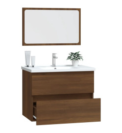 Ensemble de meubles de salle de bain 2 pcs Chêne marron