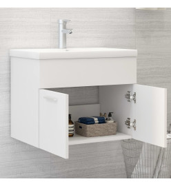 Armoire d'évier avec lavabo intégré Blanc Aggloméré