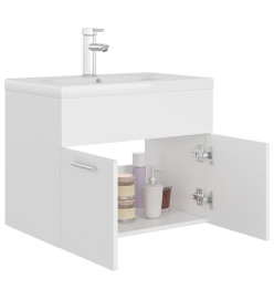 Armoire d'évier avec lavabo intégré Blanc Aggloméré