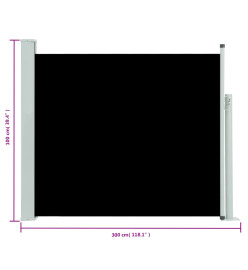 Auvent latéral rétractable de patio 100x300 cm Noir