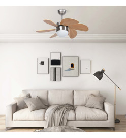 Ventilateur de plafond avec lampe 76 cm Marron clair