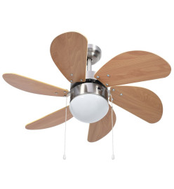 Ventilateur de plafond avec lampe 76 cm Marron clair